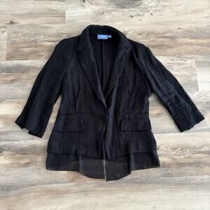 Simply Vera Vera Wang Black Blazer Jacket Small Linen Blend Chiffon Lightweight